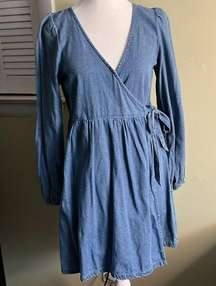 American Eagle Outfitters long sleeve wrap denim dress
