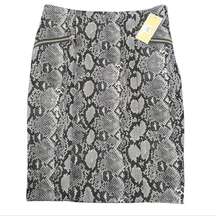 MICHAEL Michael Kors Gunmetal Snakeskin Print Stretch Pencil Skirt - Women's 8