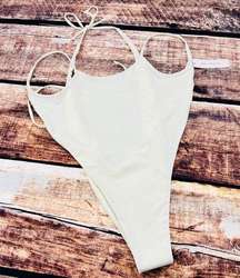 NEW Mare Perpetua The Essential One-Piece Swimsuit White Small Strappy Open Back