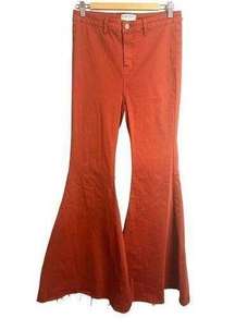 BLANK PAIGE Women's Bring it Back Flare Denim Burnt Orange High Waist sz. L