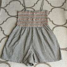 American Eagle Outfitters smocked linen blend shorts romper