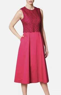 LK Bennett Alecia Fuchsia Pink Black Lace Dress NWT Size 4