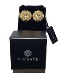 Versace Earrings Medusa Two Tone Gold and Silver Colored Rope Pair