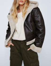 Borg Lined Hooded Aviator Jacket