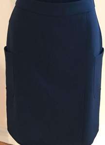 Brooks  Brothers Navy Blue Big Pockets Skirt Zipper Back SZ 8 Split In F…