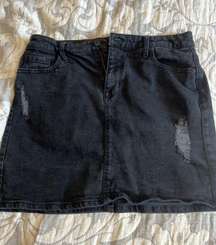 Black Button Jean Skirt