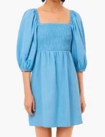 Tuckernuck • Beaufort Blue Annie Smocked Dress Linen Blend Size XSmall