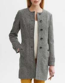 Banana Republic Houndstooth Wool Coat Black & White Medium