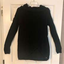 New Directions Black Wrap Look Cowl Neck Sweater, Size Small