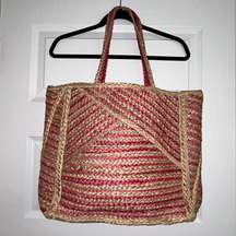 Stripe Straw Tote Bag