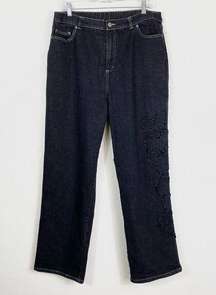 Vintage Quacker Factory Black Heart Beaded Jeans