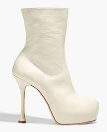 Magda Butrym Glossed-Leather Platform Ankle Boots In White Size 39 1/2 (9.5)