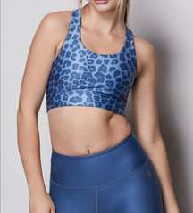 NWOT  The Step Sports Bra in Sky Blue Leopard Print