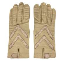 Aris Isotoner Gloves For Hands Beautiful Womens Size OS Vintage Chevron Beige