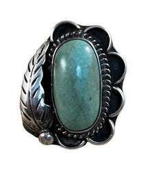 Vintage Green Turquoise Ring, Native American Indian Ring Sz 6.5