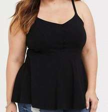 Torrid Top 5X Black Foxy Sweetheart Cinched Bust Peplum Babydoll‎ Plus Size