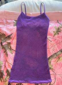 y2k vintage 2000s purple fishnet mesh tube mini dress 