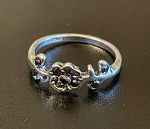 Onyx stone S925 silver rose ring size 6.5