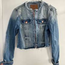 Cropped Distressed Jean Jacket