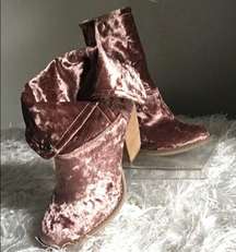 Sbicca Crushed Velvet Fold-over Block Heel Booties