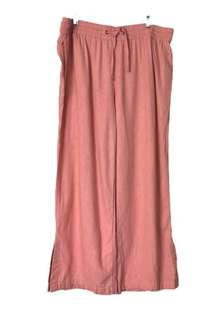 D & Co Naturals Wide Leg Pants Palazzo Linen Blend Pink Women’s Size Medium M