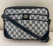 Vintage GUCCI Blue GG Canvas and Leather Shoulder Bag