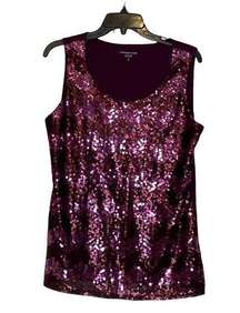 Coldwater Creek Womens Sequin Tank Top Plus Size Large 14 Purple Lined