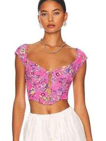 AFRM Myla Corset Crop Top in Pink Paisley