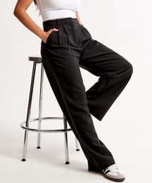 Abercrombie & Fitch Curve Love Sloane Black Wide Leg Tailored Pants 28/ 6 Short