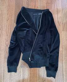 NWOT  black zip up velvet velour bomber