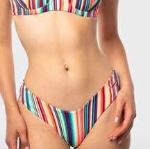 Blackbough Stassy Striped Cheeky Bikini Bottoms Sour Tape Rainbow Small