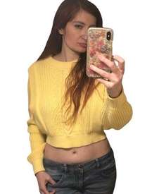 Industry Yellow Puff Sleeve Sweater Size M NWT