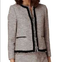 LK Bennett Gee Tweed Blazer Jacket Zip Front Pockets Career Women’s Size 12