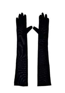 Norma Kamali Long Gloves in Black Mesh