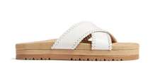 Jack Rogers White Slide Sandal Lexi 8.5 Criss-Cross Leather Padded Footbed New