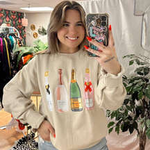 Champagne Bubbly graphic crewneck tan medium