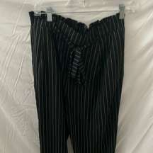 Adrianna Papell: Black/White stripe lightweight office/business pants-wide leg-M