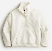 NWT J. Crew Ivory Teddy Sherpa Button-Front Sweatshirt