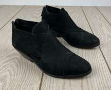 Eileen Fisher Walt Leather Criss Cross Low Bootie Shoe 5.5 Black Zipper Heel