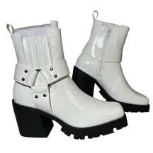 Shoedazzle Enslee Ankle Boots Western Bootie Boho Black Hippie Harness