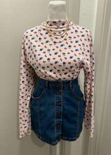 VTG 90s G.H. Bass & Co. Cottage Floral Small Print Long Sleeve Turtleneck Top