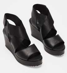 Eileen Fisher Black Whimsy Wedge Sandal