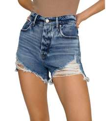 Good American Bombshell Shorts High Rise Distressed Size 24 NWT