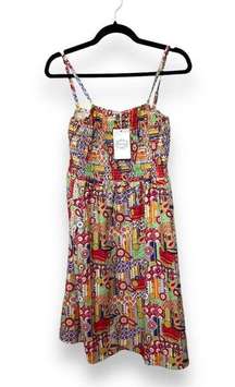 Camisa XL Boho Floral Strappy A-Line Mini Dress Multicolor Beach Vacation Casual