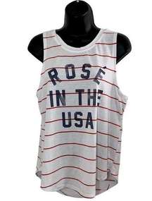 Grayson Threads Patriotic Made in USA Rose Wine Red/White Striped tank Sz L