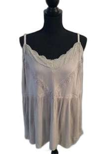 Torrid Gray Gauze Lace Inset cami tank top Plus size 3