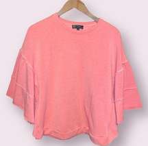 DG2 Diane Gilman French Terry Ruffled Sweatshirt in Rose Pink - size large