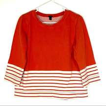 J. Crew Nautical Crewneck Fleece Sweatshirt Red Cream Size Medium