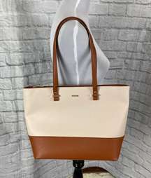 large shoulder tote purse white and tan