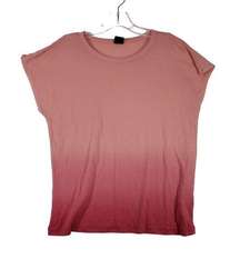 Free Press Pink Ombre T Shirt Womens XS Flutter Sleeve Crew Neck